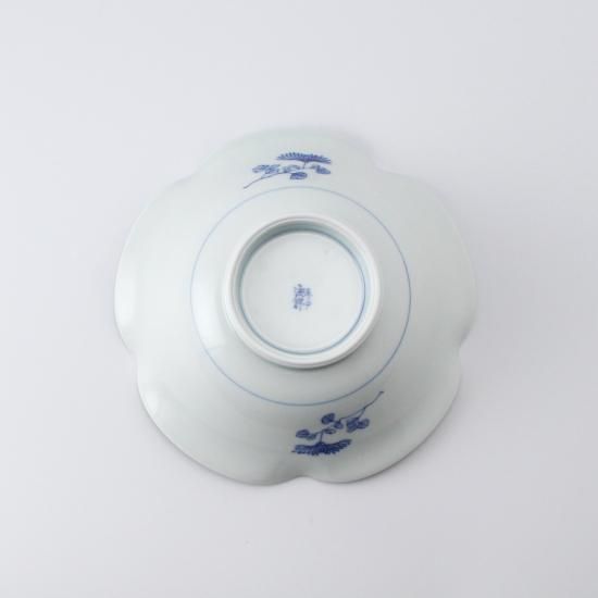 平戸菊花飾菊流水文百合形菓子鉢 - 三川内焼「平戸洸祥団右ヱ門
