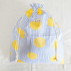 防水きんちゃくポーチ（大） 黄色い太陽 by niko's design　防水布　収納袋　旅行用
