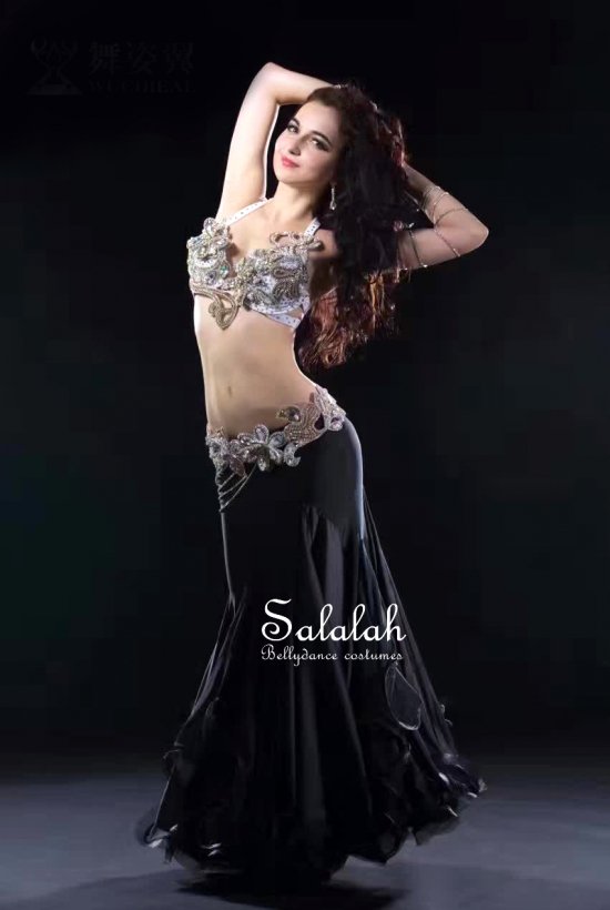 ベリーダンス衣装 ブラック＆シルバー OC0633 - ベリーダンス衣装・レディースファッション【Salalah】