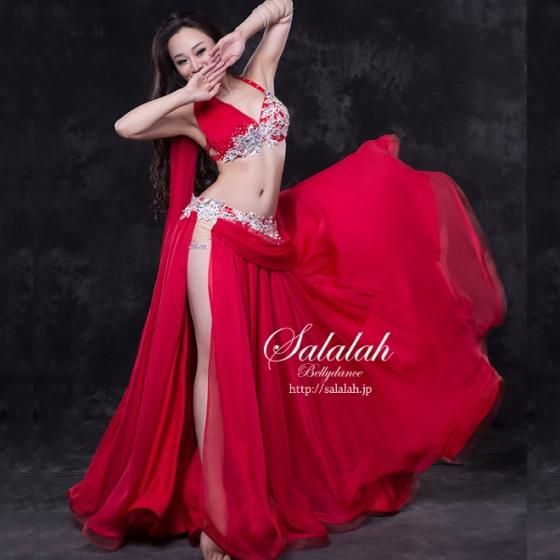 ベリーダンス　白　衣装　オリエンタル ベリーダンスオリエンタル衣装 パール装飾デザインブラ＆スカート