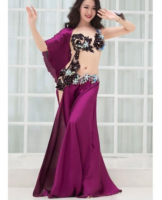 ベリーダンス衣装 ブラ スカート繋ぎデザインサテンフレア lw1402