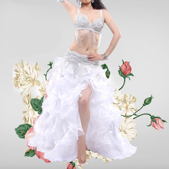 ベリーダンス衣装 パールデザインコスチューム ホワイト lw1431 - ベリーダンス衣装・レディースファッション【Salalah】