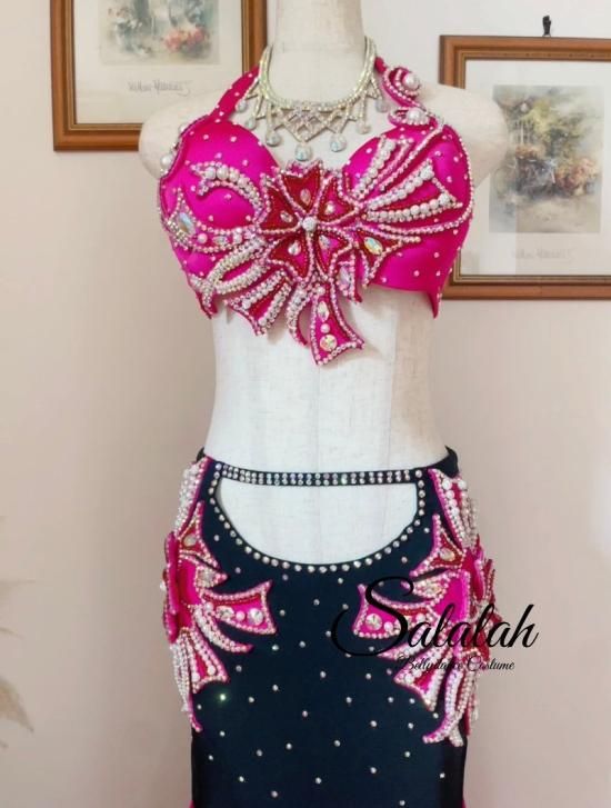 ベリーダンス衣装 セットアップ ブラスカート色変更可 豪華 オーダーメイド オリエンタルオーダー衣装 ブラ＆スカートバイカラーマーメイド