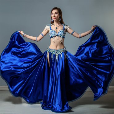 オリエンタルベリーダンス衣装 オーダー衣装 サファイアブルー lw1841 色変更可能