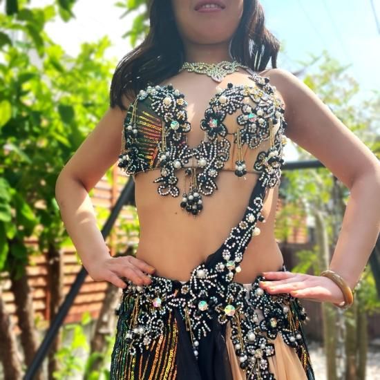 エジプト製 Amrデザイン ブラック＆オレンジ md1911 - ベリーダンス