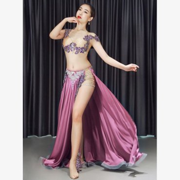 ベリーダンスオリエンタル衣装 ブラ＆サテンフレアスカート  lw1999