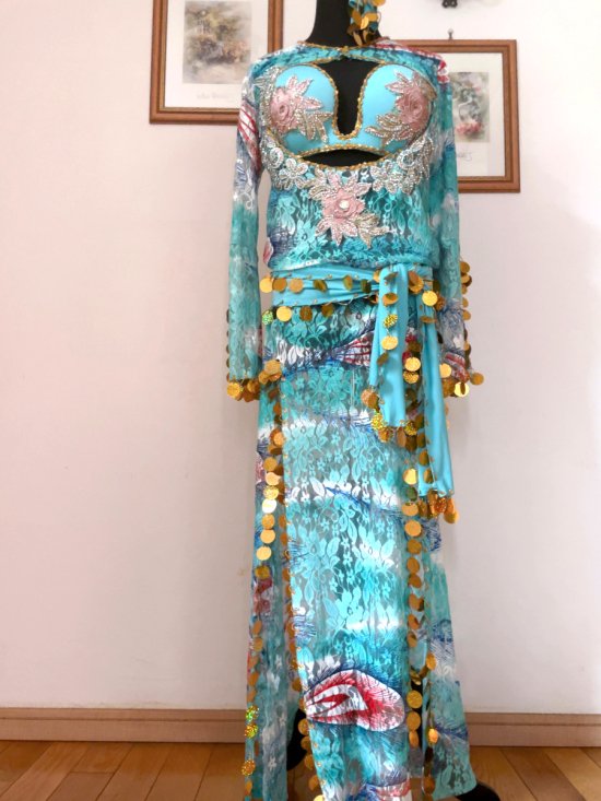 エジプト製 サイーディドレス ブラ ドレス ヒップスカーフ 4点セット 