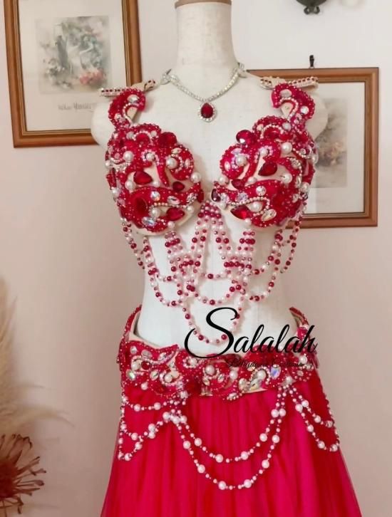 オリエンタルオーダー衣装 レッド＆ホワイトパール ms2438