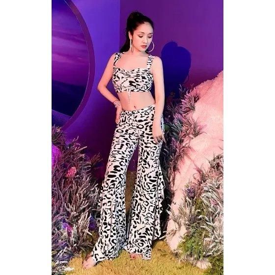 レッスンウエアアニマルプリントキャミトップス＆フレアフリルデザイン