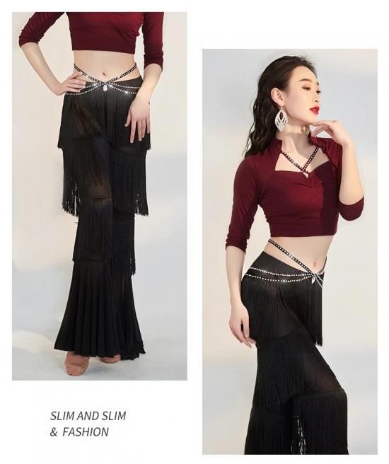 ベリーダンスレッスンウエア フリンジデザインパンツ 全3色