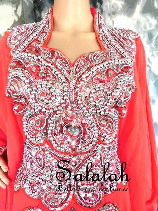 エジプト製 ベリーダンス衣装 ハリージドレス オレンジ (EG-ga0500