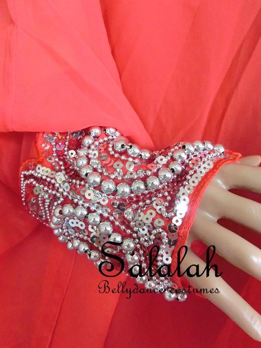 エジプト製 ベリーダンス衣装 ハリージドレス オレンジ (EG-ga0500