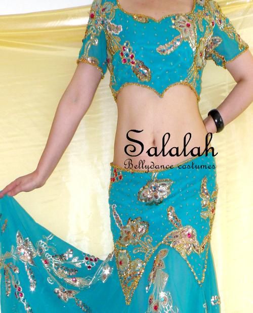 ボリウッドダンス衣装 マーメイドブルーB0488 - ベリーダンス衣装