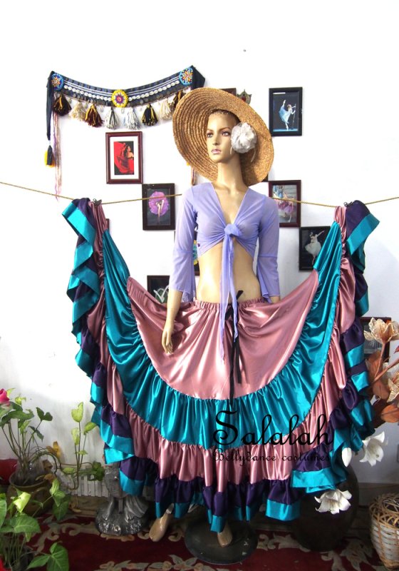 25ヤードサテンジプシースカート Pink/Blue/Purple OGS057 - ベリーダンス衣装・レディースファッション【Salalah】
