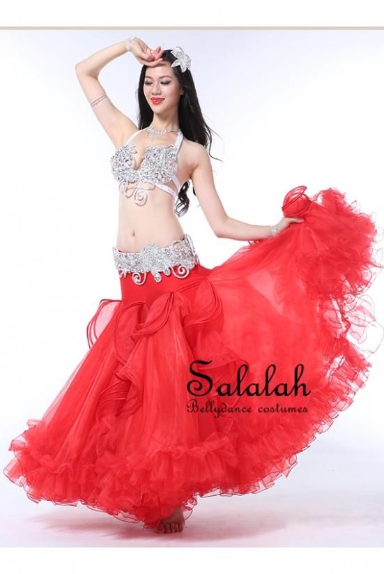 ベリーダンス オリエンタル衣装 レース レッド ブラスカート オーダー