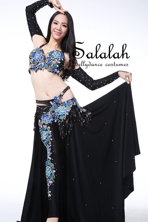 ベリーダンス衣装 ブラック＆ブルー OC0320 - ベリーダンス衣装・レディースファッション【Salalah】