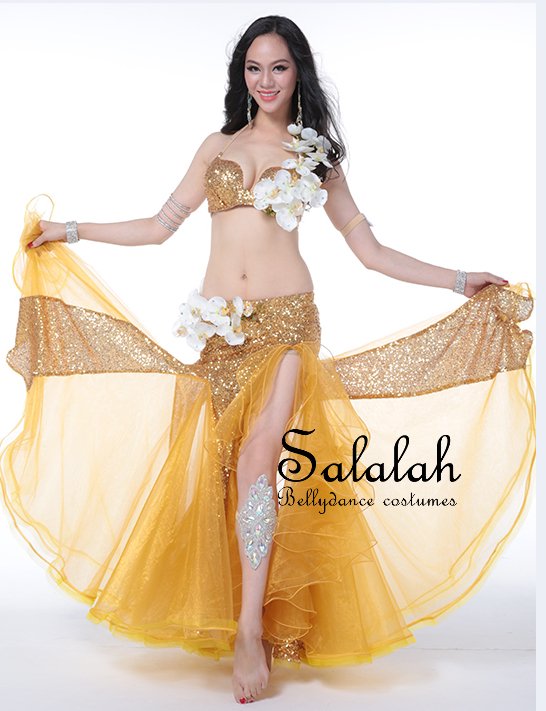 ベリーダンス衣装 キラキラフラワーゴールド OC0319 - ベリーダンス衣装・レディースファッション【Salalah】