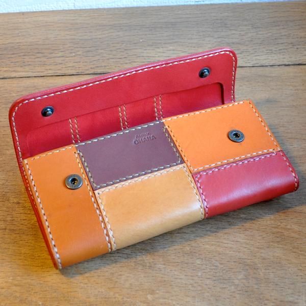 koyomi様クレストブリッジ◇カラーステッチパッチワークレザーロングウォレット レザーパッチワーク 長財布☆ 長財布 wakaba 通販 10868833