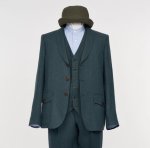 C&R / linen wool shawl 2P Suit (Jacket + Pants) / Navy「8」