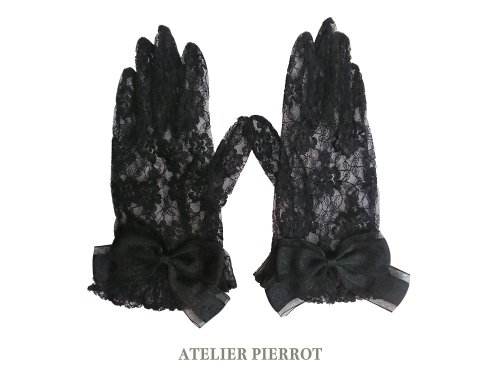 ATELIER PIERROT】アトリエピエロ レースグローブ ショート丈 黒を販売