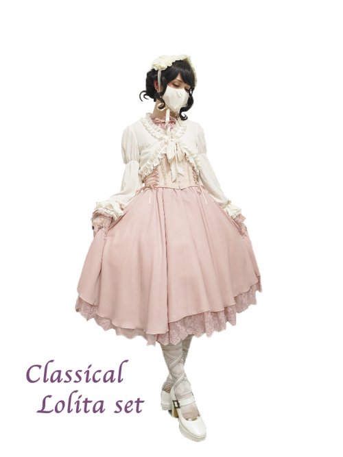 Atelier Pierrot クラシカルロリィタセット ドレス コルセット コサージュ 姫袖ブラウス チョーカー グローブ パニエ 7点を販売する通販ページです