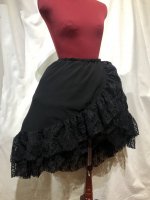 【MARBLE】マーブル　巻きスカート風流麗ロングスカート：黒×黒花柄レース