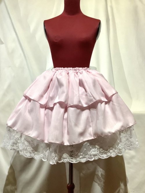 【MARBLE】マーブル　パニエ入りボリュームレース付きスカート：ピンク×白レースを販売する通販ページです。
