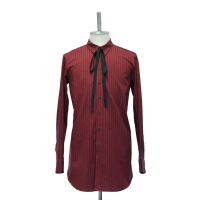 【MiDiom】ミディオム　Dobby Stripe Ribbon Shirt　Bordeaux