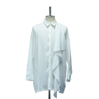 【MiDiom】ミディオム　Ruffle Frill Big Shirt　White