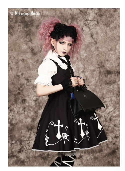 Moi meme Moitie】モワメームモワティエ 薔薇十字ジャンパースカート black × white 9号/13号を販売する通販ページです。