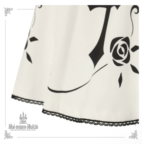 【Moi meme Moitie】モワメームモワティエ　薔薇十字ジャンパースカート　white × black　9号/13号を販売する通販ページです。