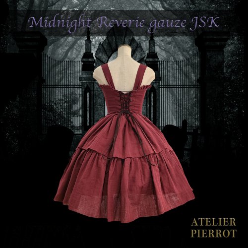 ATELIER PIERROT】Midnight Reverie gauze JSK Ivory/Bordeaux/gray 