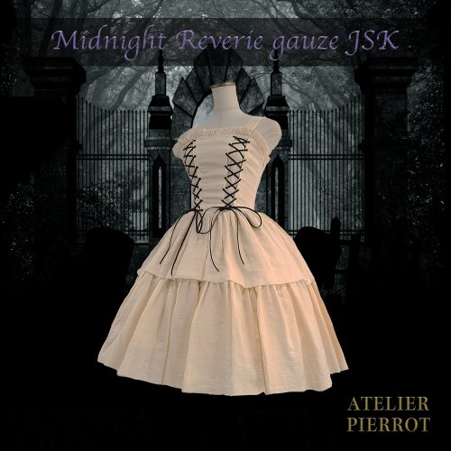 【ATELIER PIERROT】Midnight Reverie gauze JSK Ivory/Bordeaux/gray/Black -  ATELIER-PIERROT アトリエピエロ