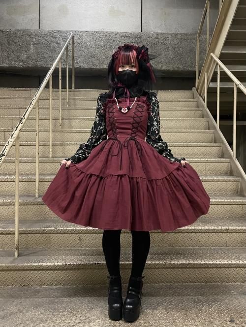 ATELIER PIERROT】Midnight Reverie gauze JSK Ivory/Bordeaux 