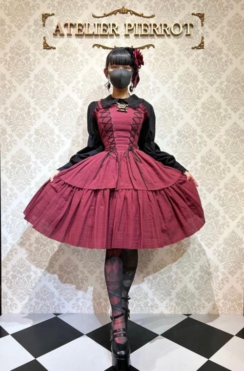 ATELIER PIERROT】Midnight Reverie gauze JSK Ivory/Bordeaux/gray