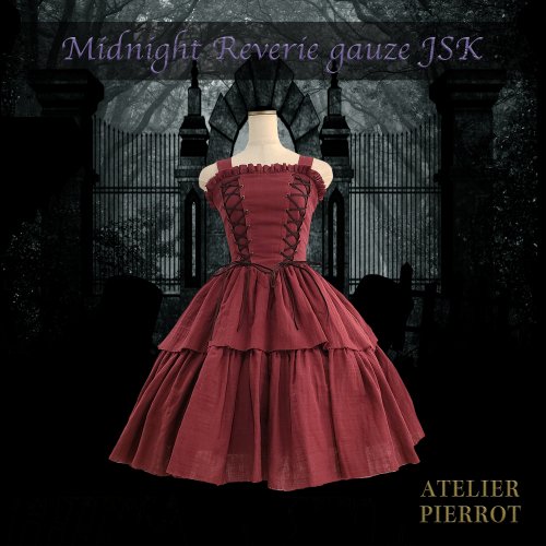 【ATELIER PIERROT】Midnight Reverie gauze JSK Ivory/Bordeaux