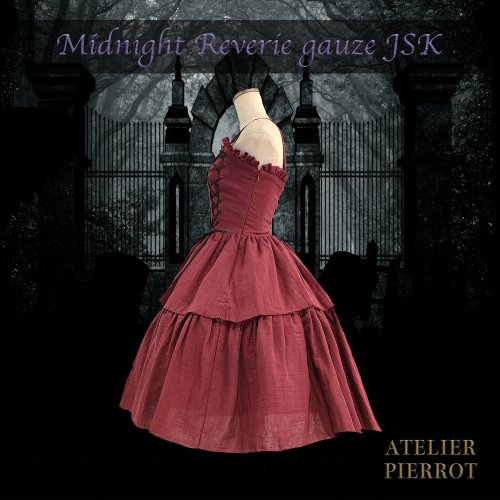 ATELIER PIERROT】Midnight Reverie gauze JSK Ivory/Bordeaux/gray