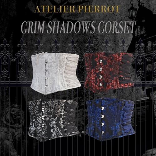 ATELIER PIERROT】 Grim Shadows Corset ホワイトシルバー/黒× 赤/黒 