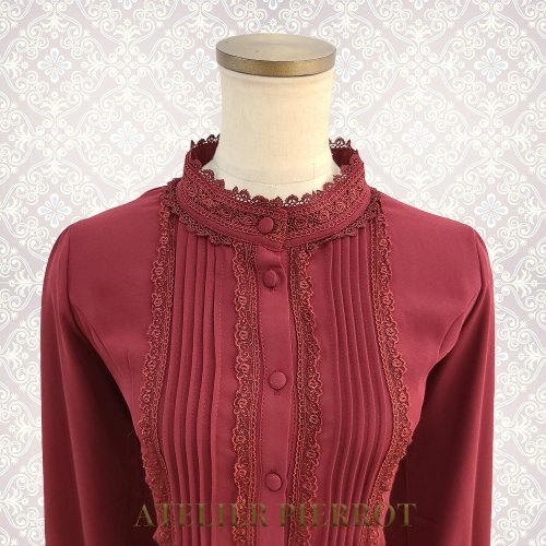 ATELIER PIERROT】 Calmato Blouse （シフォン/chiffon） 白/ボルドー ...