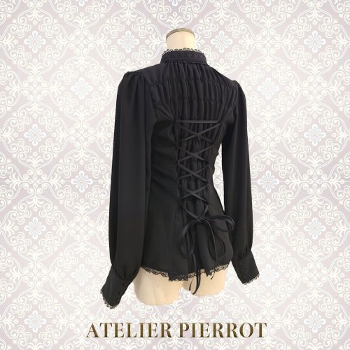 ATELIER PIERROT】 Calmato Blouse （シフォン/chiffon） 白/ボルドー ...