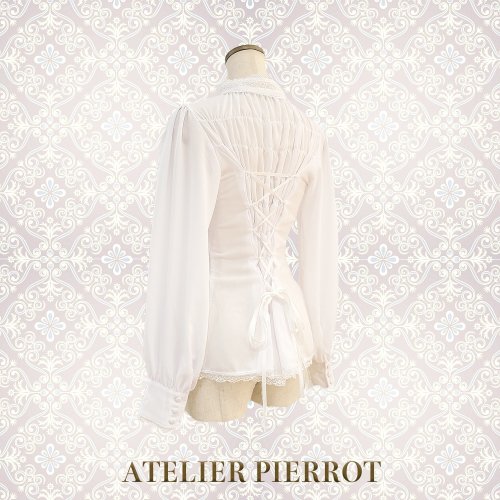 【ATELIER PIERROT】　Calmato Blouse （シフォン/chiffon）　白/ボルドー/ネイビー/黒を販売する通販ページです。