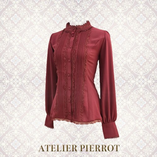 ATELIER PIERROT】 Calmato Blouse （シフォン/chiffon） 白/ボルドー 