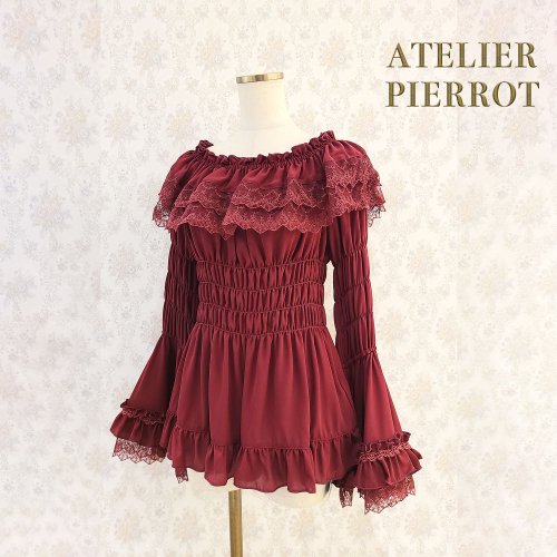 ATELIER PIERROT】Shirring princess sleeve blouse White/Ivory ...