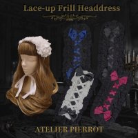 ATELIER PIERROTۡLace-up Frill HeaddressWhite/BlackWhite/Bordeaux/Navy/Black