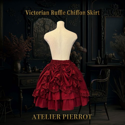 【ATELIER PIERROT】　Victorian Ruffle Chiffon Skirt　Bordeaux/Purple/Navy/Black  ★11月下旬~12月上旬発売★を販売する通販ページです。