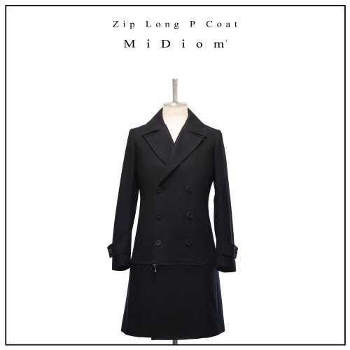 【MiDiom】ミディオム　Zip Long P Coat　 Blackを販売する通販ページです。
