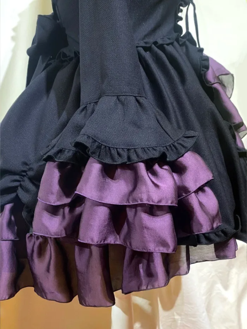 MARBLE】マーブル アリス風編み上げドレスワンピース：黒×紫を販売する通販ページです。