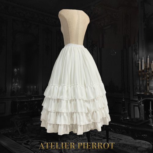 ATELIER PIERROT】 Four-Tiered Ruffle Chiffon Skirt ホワイト 