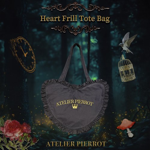 【ATELIER PIERROT】　Heart Frill Tote Bag　 Blackを販売する通販ページです。
