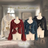 Vallée lys】ヴァレリス Petal Bloom Cardigan Ivory/Bordeaux/Green 